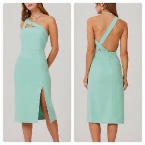 NWT Mint Green One Shoulder Crepe Sheath